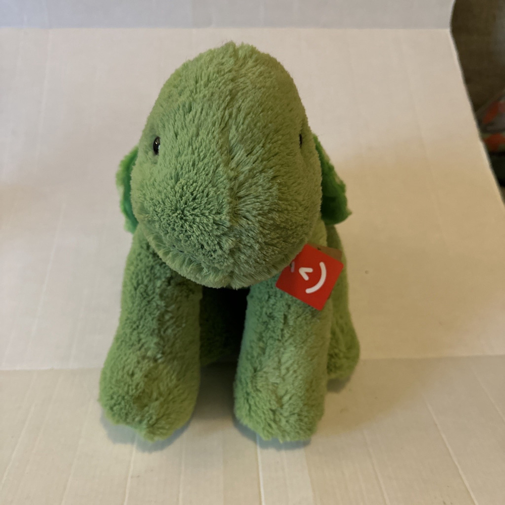 Aurora Turtle 12x10x10" Plush Bright Green Sitting Smiling Stuffed Animal Toy
